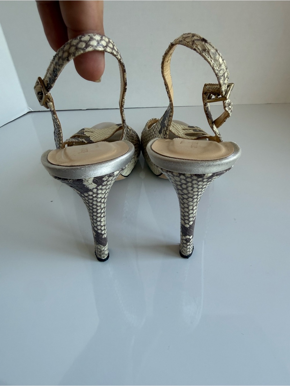 KATE SPADE Glenda Snake-Print Slingback Stilleto Heels in Beige and Brown 9.5 - Picture 4 of 9